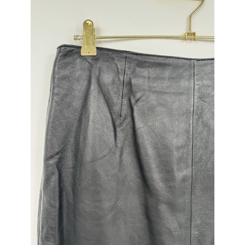 VTG 80’s Wilsons Leather Mini Skirt Womens 12 Black Goth Grunge Moto Punk Biker - Picture 3 of 11